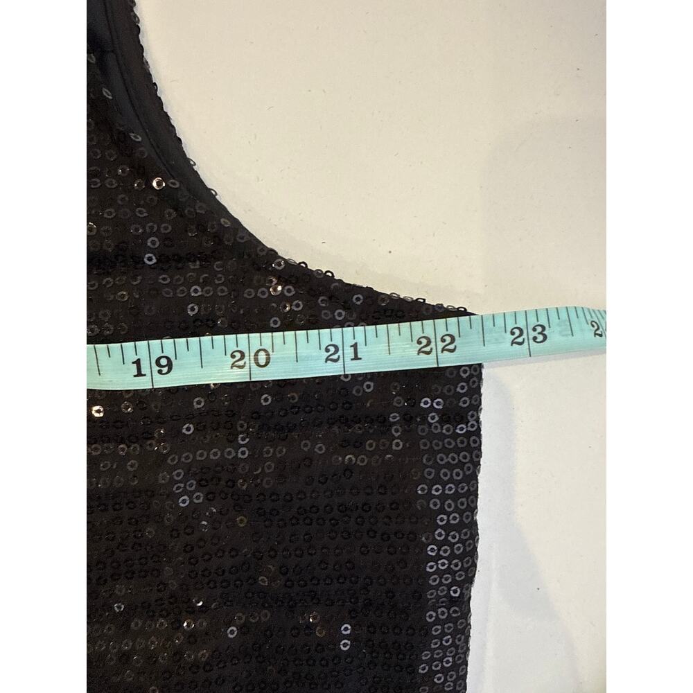 Chico’s Collection Black Sequin Zip Vest EUC Sz US L/12 or Chico’s 2 Polyester - Picture 8 of 10